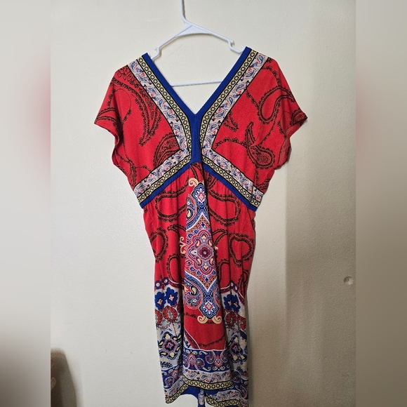 Style & Co Red and Blue V-Neck Sheath Dress - Picture 5 of 5